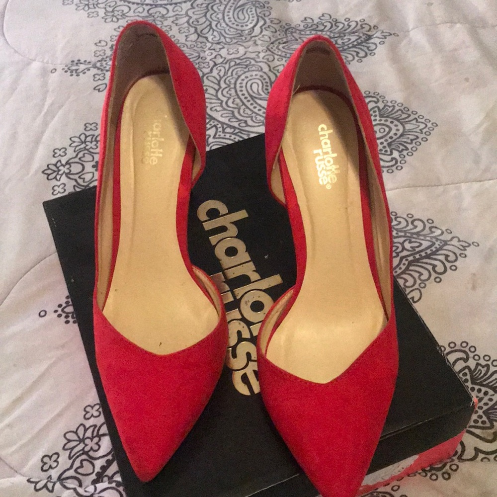 Charlotte Russe red suede heels size 8 worn once
